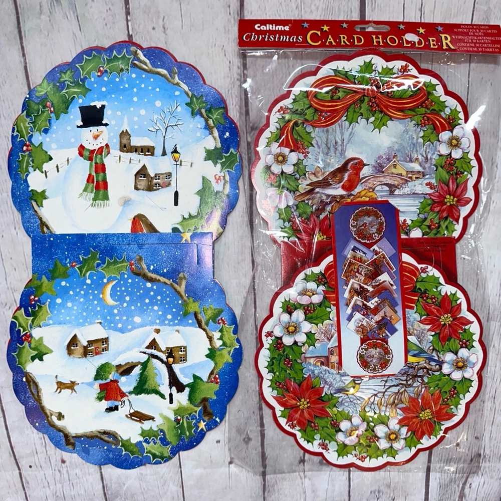 NOS Vintage Caltime Christmas Card Holder Set Made In England